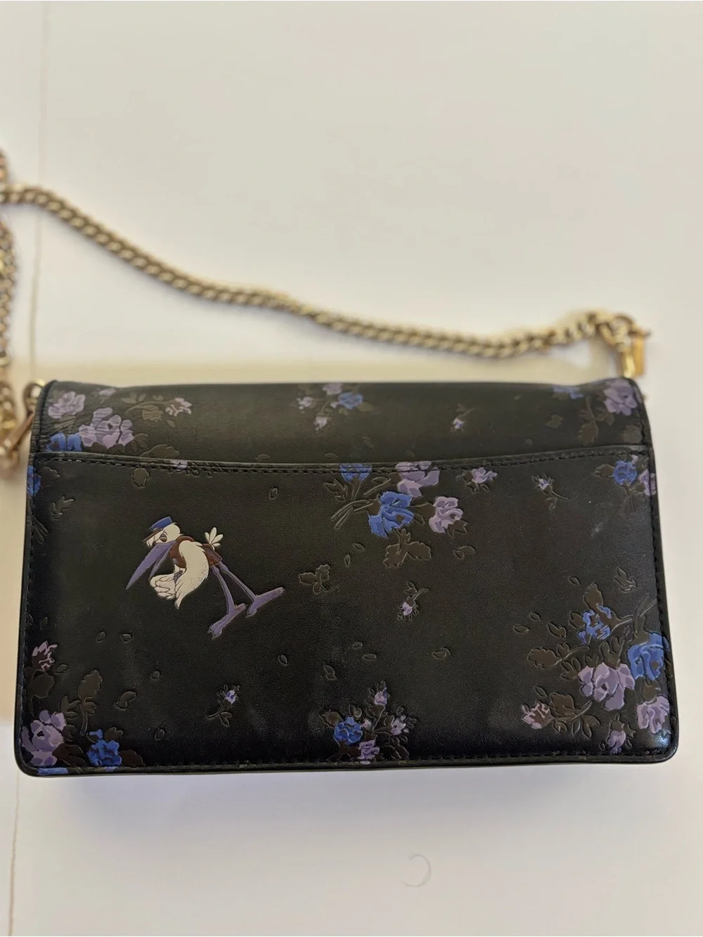 RARE Coach x Disney Dumbo Black Floral Leather Chain Crossbody